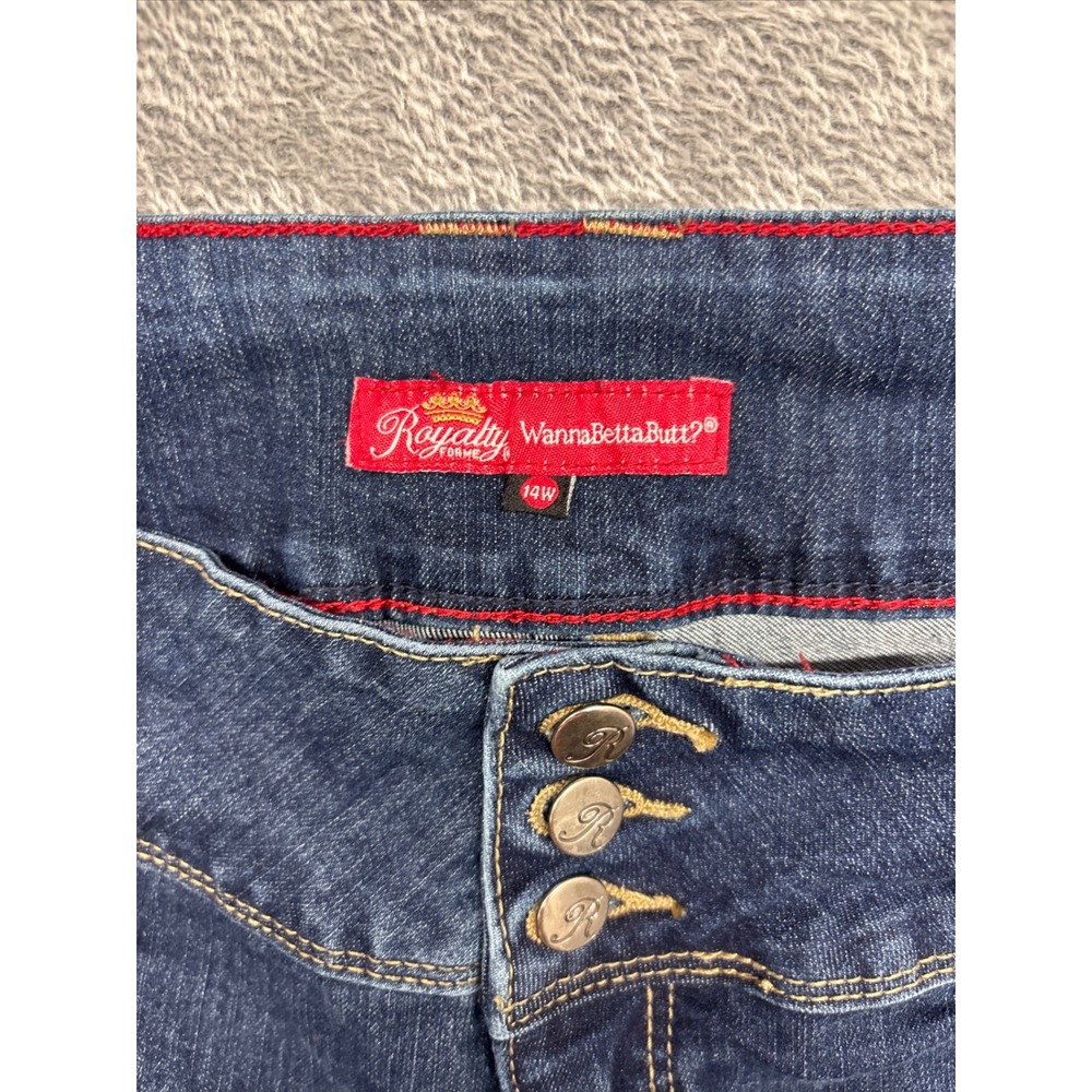 Royalty WannaBettaButt Jeans Women 14W Blue‎ Good Stretch High Rise Skinny